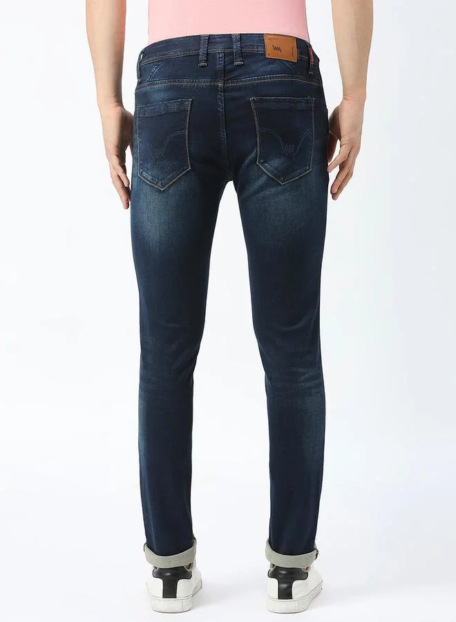 LAWMAN Pg3 Mid Rise Low Fade Jeans with Button Closure by Styli