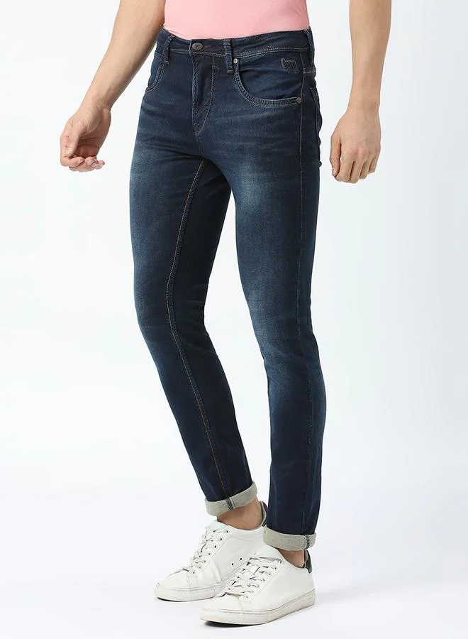 LAWMAN Pg3 Mid Rise Low Fade Jeans with Button Closure by Styli