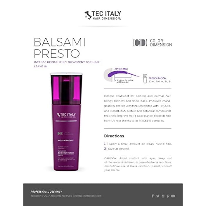 Tec Italy Styling Color Protection - Balsami Presto & Olio Vital Color - Image 4