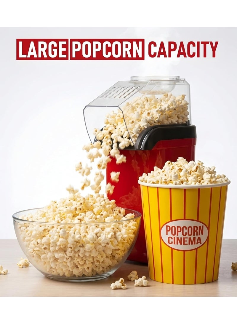 1200W Hot Air Popcorn Maker Machine Oil Free Electric Popcorn Popper Fast 3 Minute One Touch Operation for Home Use - Image 1