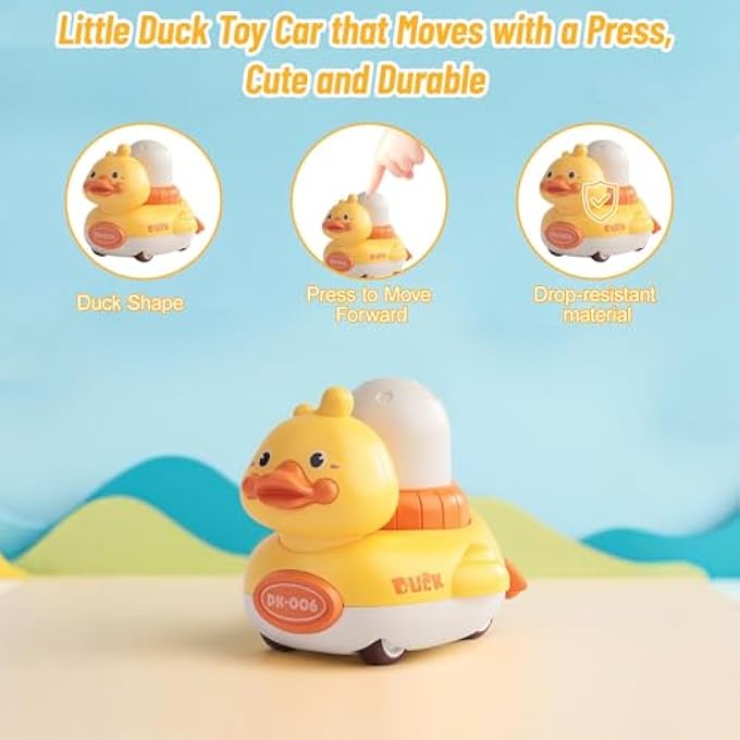 DUCK TODDLER CAR TOYS, PUSH AND GO CAR TOY, SMALL DUCK TODDLER GLIDE CAR TOY, SMALL DUCK SLIDE TOY FOR BABY BOYS TODDLERS, BABY DUCK TOY CAR WITH WIND-UP CLICK CLACK FOR KIDS, BIRTHDAY GIFTS FOR BABY - Image 4