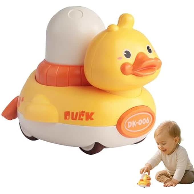 DUCK TODDLER CAR TOYS, PUSH AND GO CAR TOY, SMALL DUCK TODDLER GLIDE CAR TOY, SMALL DUCK SLIDE TOY FOR BABY BOYS TODDLERS, BABY DUCK TOY CAR WITH WIND-UP CLICK CLACK FOR KIDS, BIRTHDAY GIFTS FOR BABY - Image 2