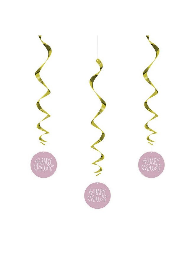 Unique Pink Hearts "Baby Shower" Hanging Swirl Decorations - 26" (Pack of 3) - Elegant & Adorable Whimsical Twirls for Memorable Celebrations - Image 3