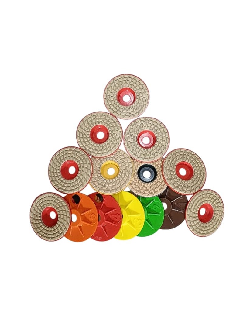 pioneerabrasive Pioneer Abbrasive Diamond Polishing Pads Pioneer Abbrasive PD Pad Set for Marble Granite Stone Polishing 4 Inch 7 Pcs Angle Grinder PD Pads for Polishing and Grinding  - Image 2