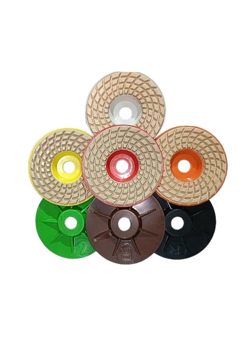 pioneerabrasive Pioneer Abbrasive Diamond Polishing Pads Pioneer Abbrasive PD Pad Set for Marble Granite Stone Polishing 4 Inch 7 Pcs Angle Grinder PD Pads for Polishing and Grinding  - Image 1