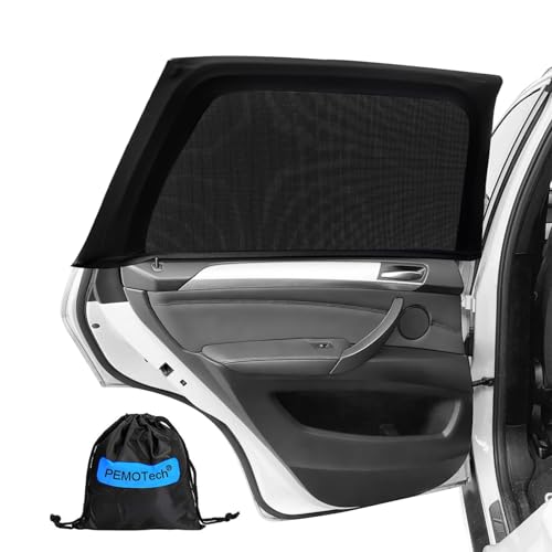PEMOTech Car Window Shades(2 Pack)-Certified Car Side Window Sun Shades, UV Protection Breathable Spandex Baby Window Covers, Universal Fit Most (99%) of Cars, Protect Privacy for Family (27.2"x39.8") - Image 1