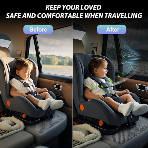 PEMOTech Car Window Shades(2 Pack)-Certified Car Side Window Sun Shades, UV Protection Breathable Spandex Baby Window Covers, Universal Fit Most (99%) of Cars, Protect Privacy for Family (27.2"x39.8") - Image 3