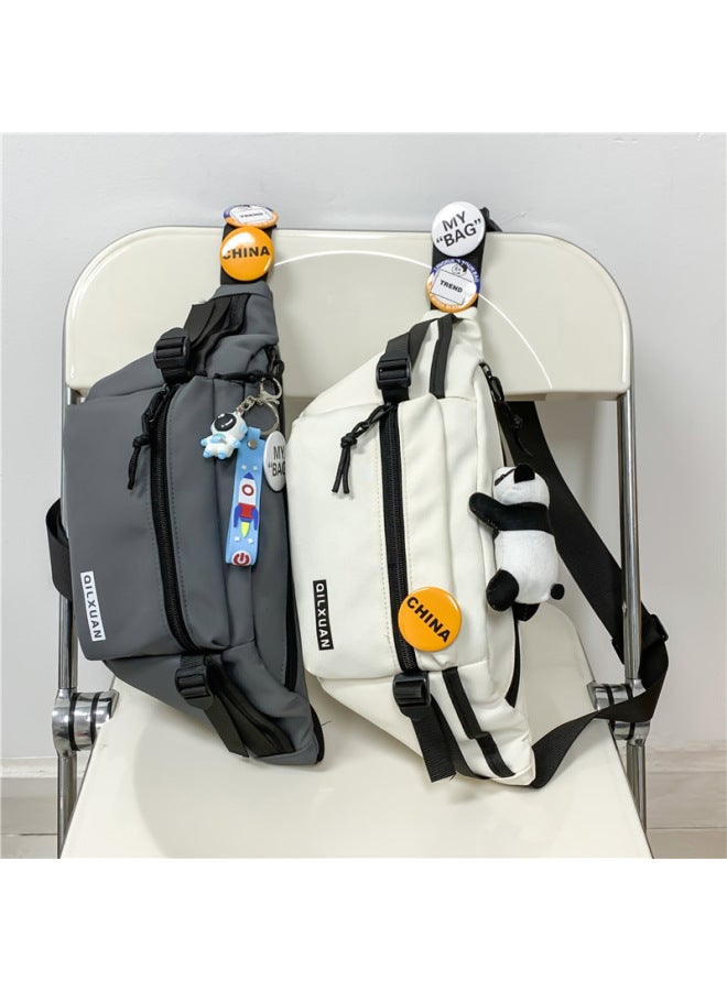Generic Chest Bag Men's Casual Large Capacity Water-repellent Sports Shoulder Bag Girls Korean-style All-match Crossbody Mobile Phone Bag Waist Bag-Color:Off-white-Size:Naked Bag  - Image 4