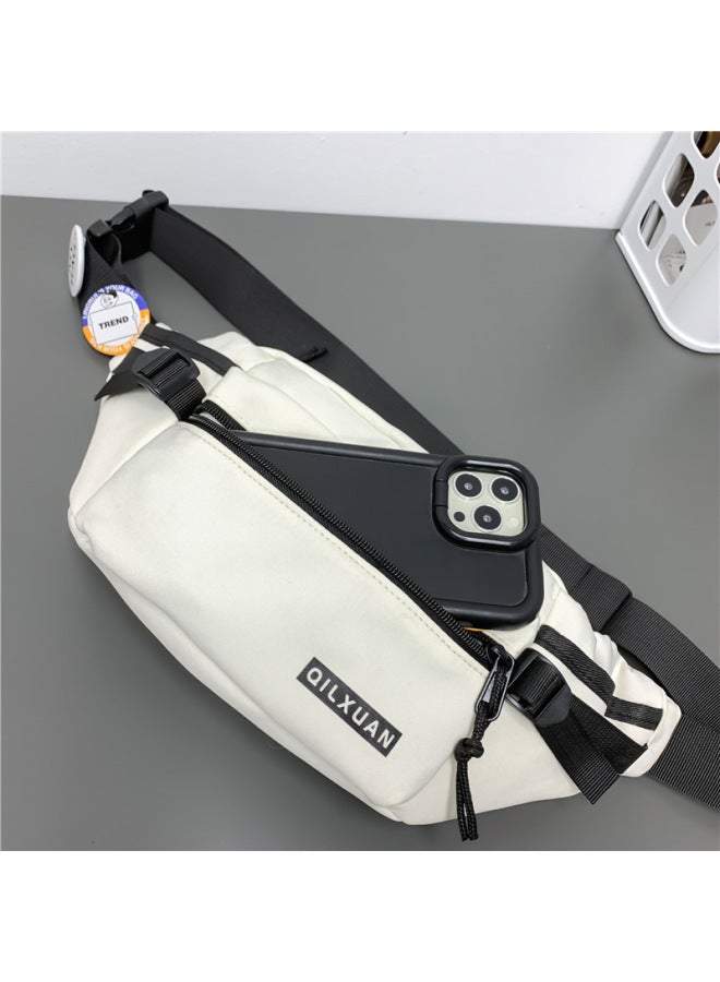 Generic Chest Bag Men's Casual Large Capacity Water-repellent Sports Shoulder Bag Girls Korean-style All-match Crossbody Mobile Phone Bag Waist Bag-Color:Off-white-Size:Naked Bag  - Image 5