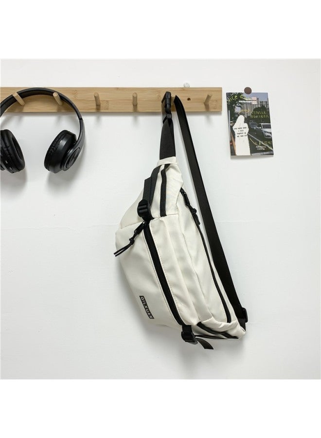 Generic Chest Bag Men's Casual Large Capacity Water-repellent Sports Shoulder Bag Girls Korean-style All-match Crossbody Mobile Phone Bag Waist Bag-Color:Off-white-Size:Naked Bag  - Image 1