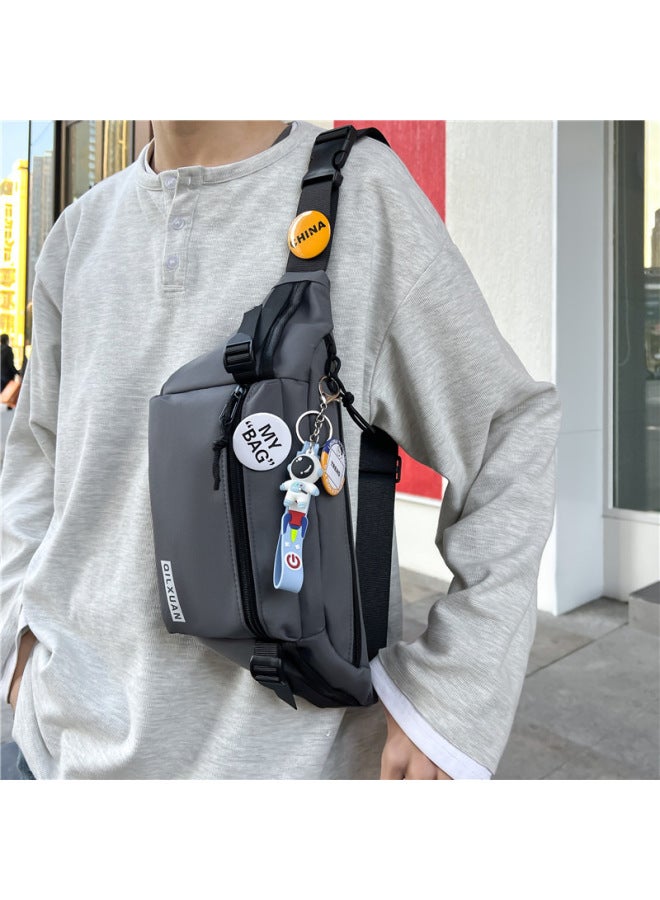 Generic Chest Bag Men's Casual Large Capacity Water-repellent Sports Shoulder Bag Girls Korean-style All-match Crossbody Mobile Phone Bag Waist Bag-Color:Off-white-Size:Naked Bag  - Image 3
