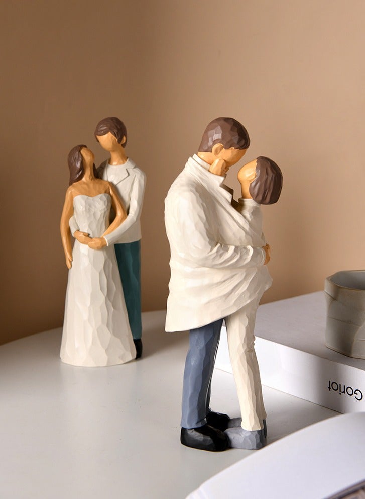 YINZUO Romantic Couple Figurines Handcrafted Wedding and Anniversary Decoration Set, Elegant Resin Sculptures for Home Décor, Love-Themed Gifts for Special Occasions - Image 2