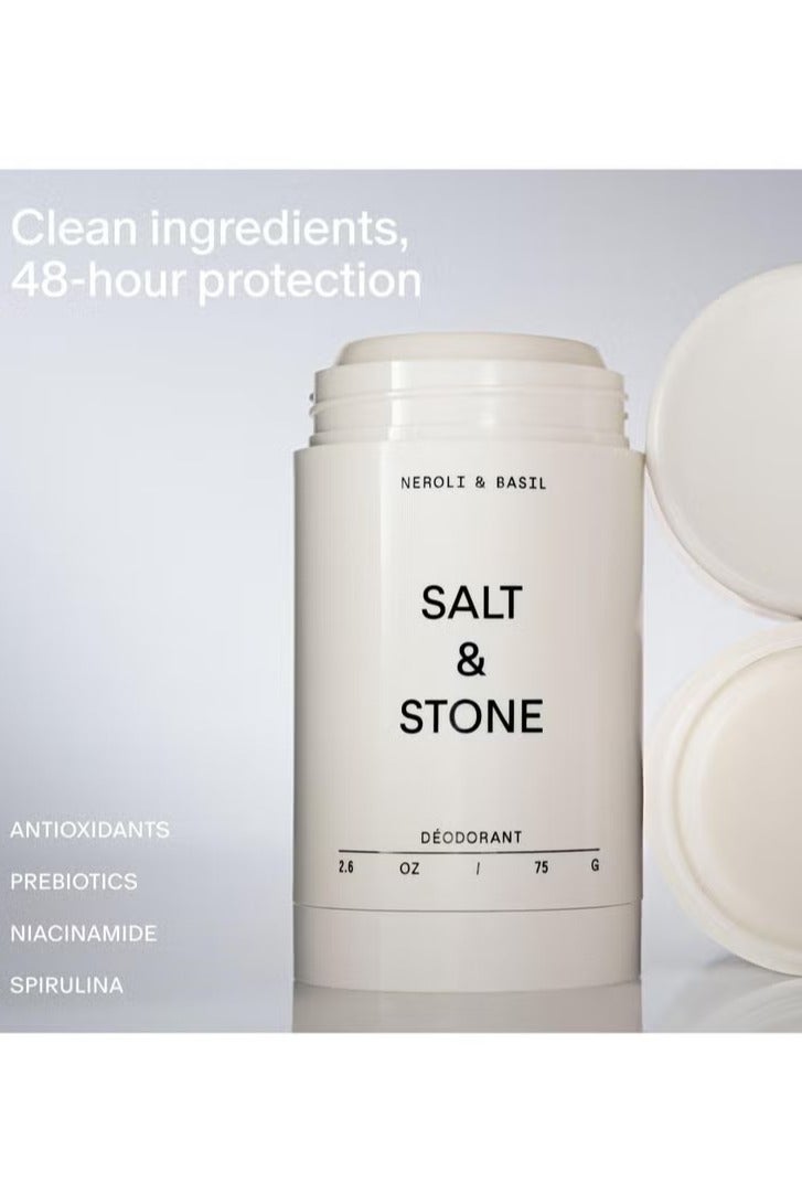 Salt & Stone Deodorant | Extra Strength Natural Deodorant for Women & Men | Aluminum Free with Seaweed Extracts, Shea Butter & Probiotics (Neroli & Basil) - Image 2