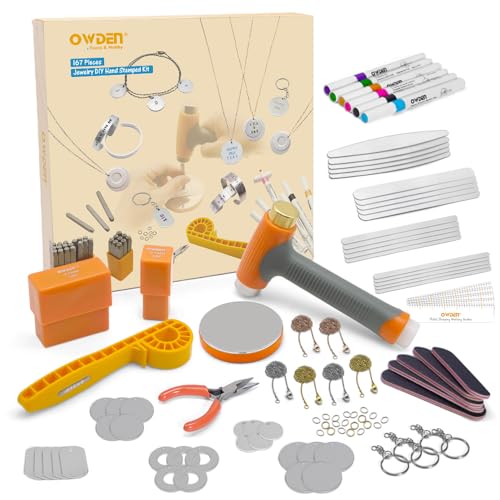 OWDEN 167 Pcs D.I.Y. Hand Stamped kit, Metal Stamping kit and DIY Personalized Stamp Jewelry Gift, Tag and Bracelet Blanks,Great Teenage Birthday Gift, Unique Handmade Jewelry - Image 1