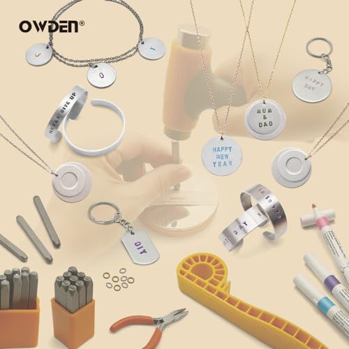 OWDEN 167 Pcs D.I.Y. Hand Stamped kit, Metal Stamping kit and DIY Personalized Stamp Jewelry Gift, Tag and Bracelet Blanks,Great Teenage Birthday Gift, Unique Handmade Jewelry - Image 4