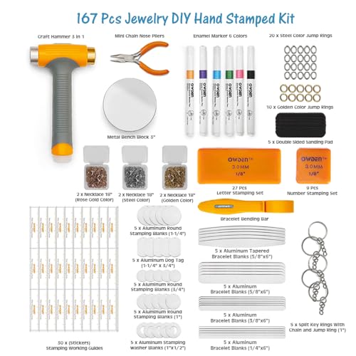 OWDEN 167 Pcs D.I.Y. Hand Stamped kit, Metal Stamping kit and DIY Personalized Stamp Jewelry Gift, Tag and Bracelet Blanks,Great Teenage Birthday Gift, Unique Handmade Jewelry - Image 2
