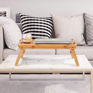 Snazzy Bamboo Wood Foldable Food Tray Breakfast Table Eating Serving Bed Tray Study Laptop Bed Serving Tray With Legs For Home,Beige,30 Cm,50 Cm - Image 4