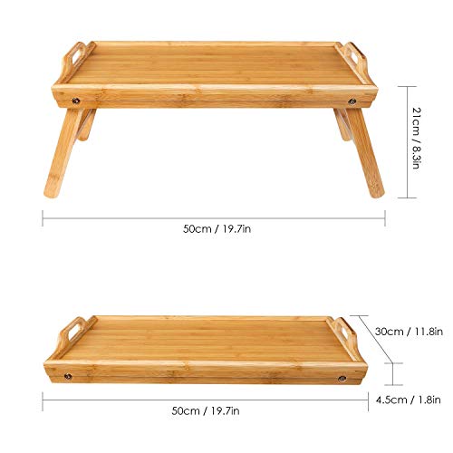 Snazzy Bamboo Wood Foldable Food Tray Breakfast Table Eating Serving Bed Tray Study Laptop Bed Serving Tray With Legs For Home,Beige,30 Cm,50 Cm - Image 2