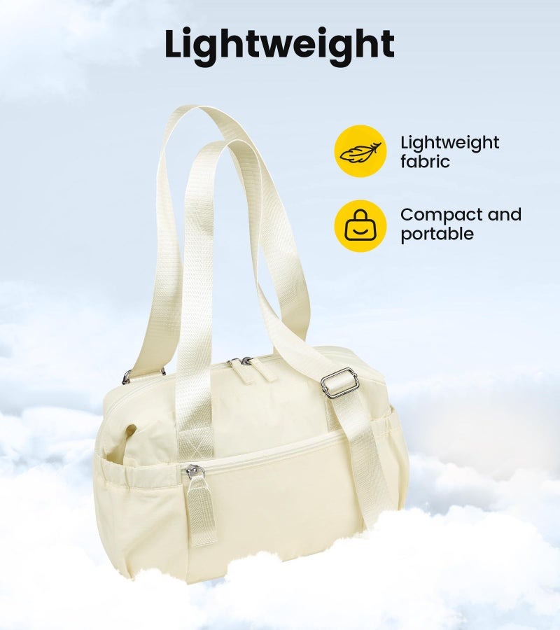 Vorspack Mini Gym Bag for Women - Small Duffle Bag Lightweight Duffel Bag with Wet Pocket Cute Sports Bag for Gym Dance Yoga - Beige - Image 5
