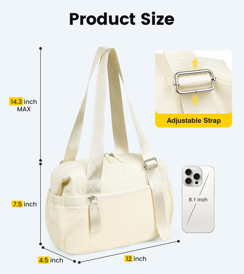 Vorspack Mini Gym Bag for Women - Small Duffle Bag Lightweight Duffel Bag with Wet Pocket Cute Sports Bag for Gym Dance Yoga - Beige - Image 2