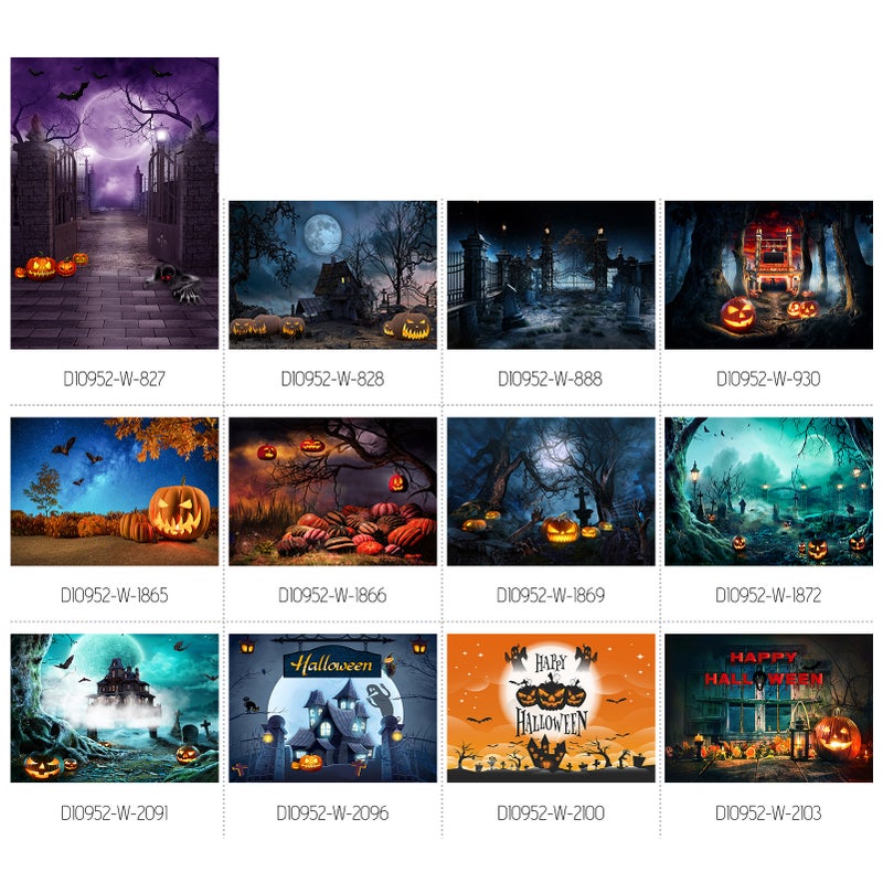 Halloween Theme Photography Background Portrait Photography Backdrops with Pumpkin Pattern Photo Studio Props for Portrait Photos Party Decoration, Size 2.1 * 1.5m/ 7 * 5ft - Image 2