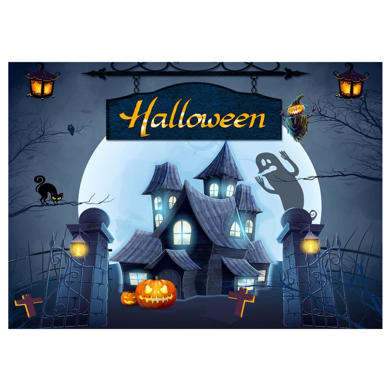 Halloween Theme Photography Background Portrait Photography Backdrops with Pumpkin Pattern Photo Studio Props for Portrait Photos Party Decoration, Size 2.1 * 1.5m/ 7 * 5ft - Image 1