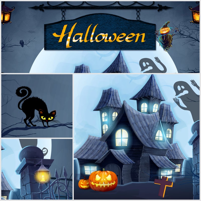Halloween Theme Photography Background Portrait Photography Backdrops with Pumpkin Pattern Photo Studio Props for Portrait Photos Party Decoration, Size 2.1 * 1.5m/ 7 * 5ft - Image 4