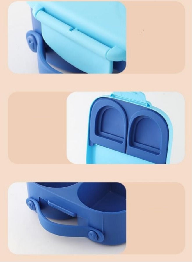 XiuWoo Children Food Bowl Lunch Box Set Portable Tableware-Blue  - Image 3