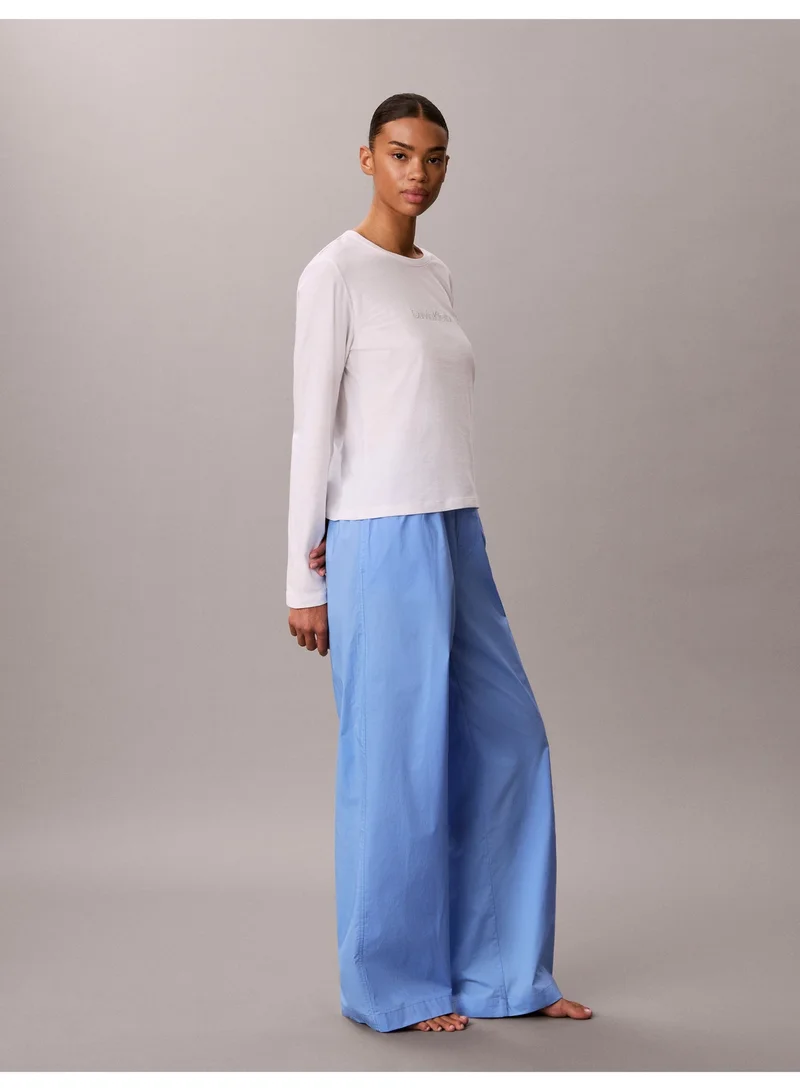 CALVIN KLEIN CLASSIC WHITE TOP W/ BLUE DESCENT P Pyjama Pants Set for Women | Best Price UAE