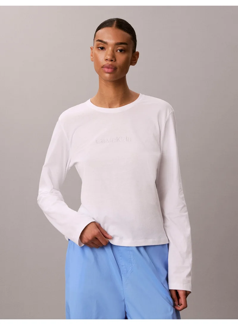 CALVIN KLEIN CLASSIC WHITE TOP W/ BLUE DESCENT P Pyjama Pants Set for Women | Best Price UAE