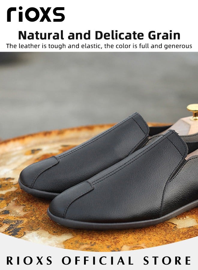 RIOXS Flat Loafers For Men,Casual Loafers,Slip On Flat Shoes,PU Leather Shoes,Mens Comfy Loafers For Office Outdoor,Breathable Boat Shoes,Lightweight Driving Shoes,Non-slip Walking Shoes  - Image 5