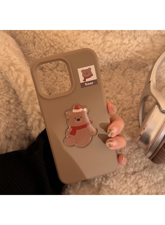 NIBEMINENT Cute Three Dimensional Little Animals Protective TPU Case Cover For iPhone 16 Pro Max, Milk Tea Brown