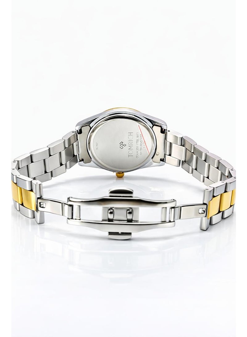 TOMRICH Aurelion Luxury Two-Tone Stainless Steel Men's Watch – Gold Dial, Roman Numerals, Date Display - Image 4