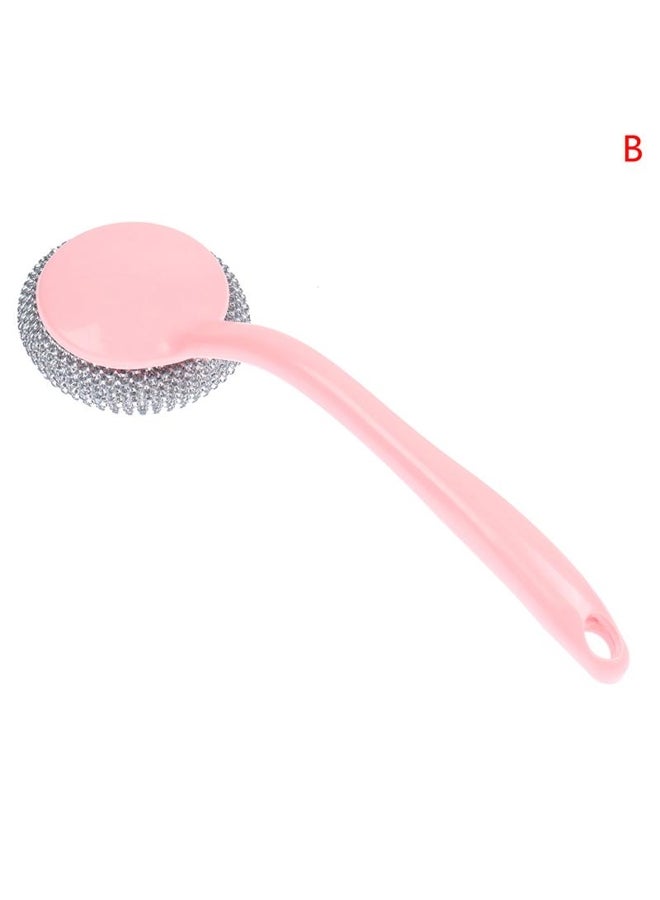 Wire Ball Brush With Long Handle Pan Cleaning Brush Dish Handle Washing Brush Stainless Steel Wire Ball Kitchen Cleaner - Image 2