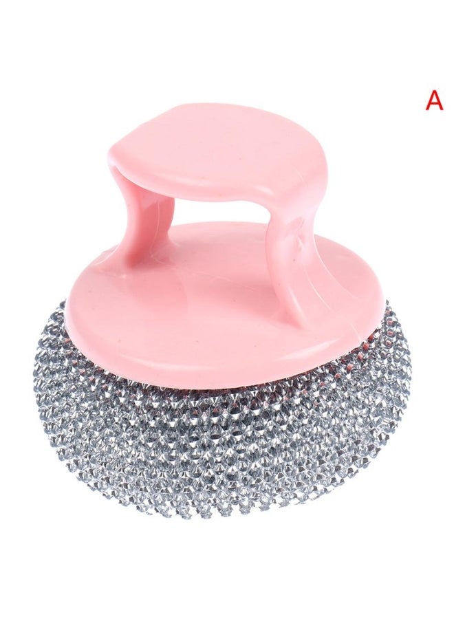 Wire Ball Brush With Long Handle Pan Cleaning Brush Dish Handle Washing Brush Stainless Steel Wire Ball Kitchen Cleaner - Image 1
