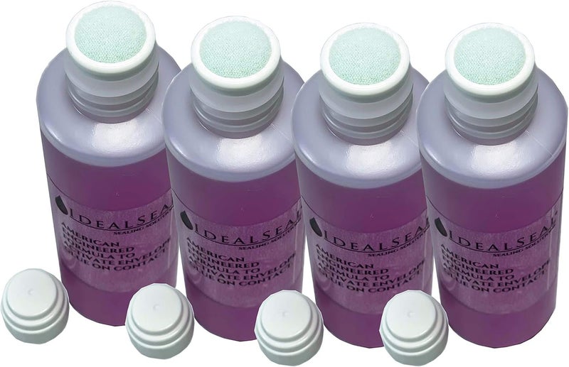 IDEALSEAL Envelope Moistener (120 ML) (3600 Envelpes) E-Z Seal Compatible 4 oz. Dabber Bottle of Sealing Solution PB Sealing Solution 601-7 Postage Stamp Envelope Seal (4 Bottles) (Purple) - Image 1