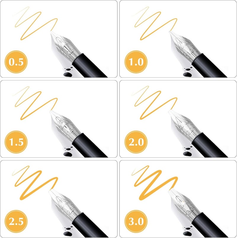 إكسفور 30 قطعة من رؤوس أقلام الحبر من الفولاذ المقاوم للصدأ، مجموعة رؤوس بديلة للخط والكتابة، بأحجام مختلفة للأطفال والكبار والطلاب (0.5 + 1 + 1.5 + 2 + 2.5 + 3 مم لكل 5 قطع) - Image 4