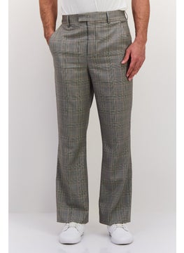 GANT Men Regular Fit Checkered Dress Pants, Grey Combo  - Image 1