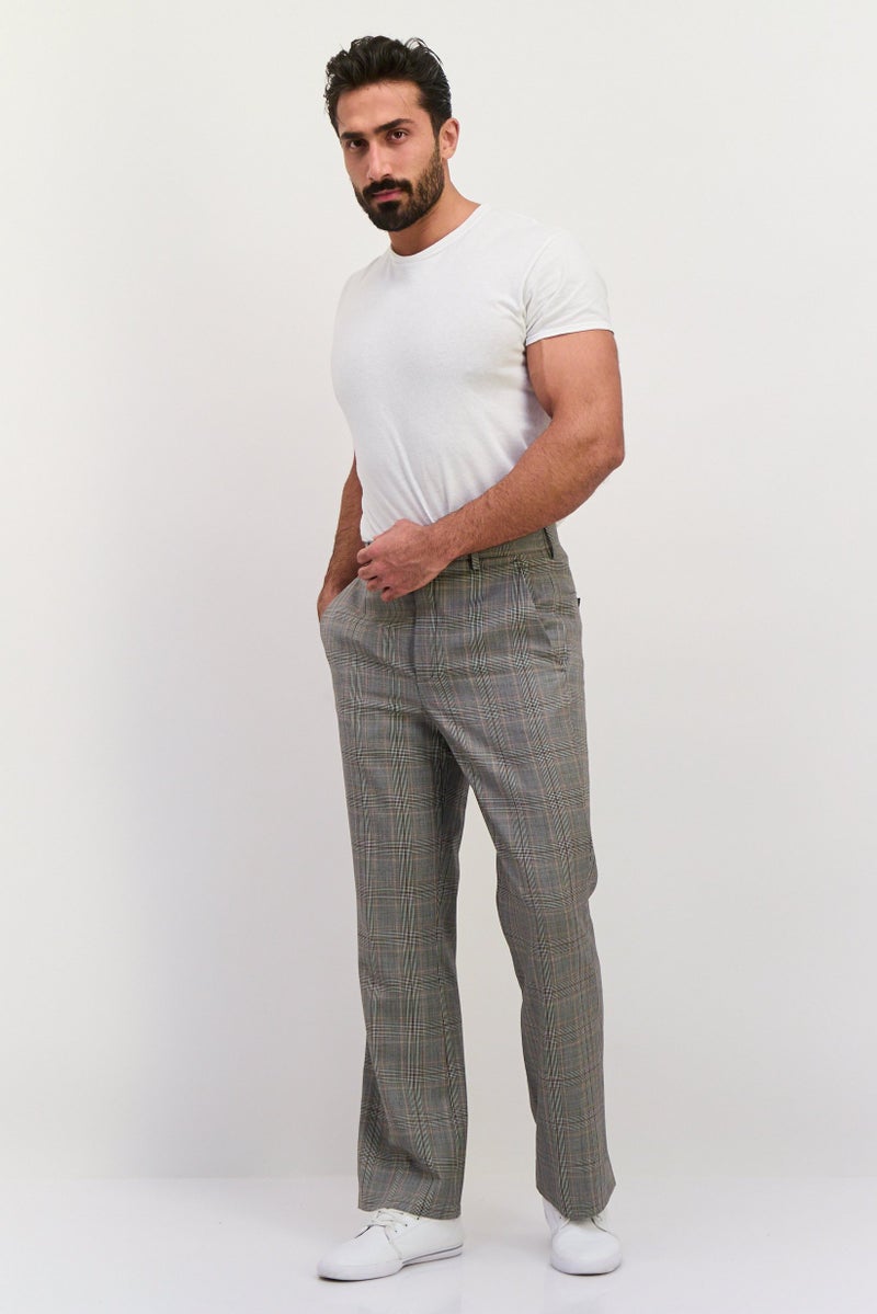 GANT Men Regular Fit Checkered Dress Pants, Grey Combo - Image 2