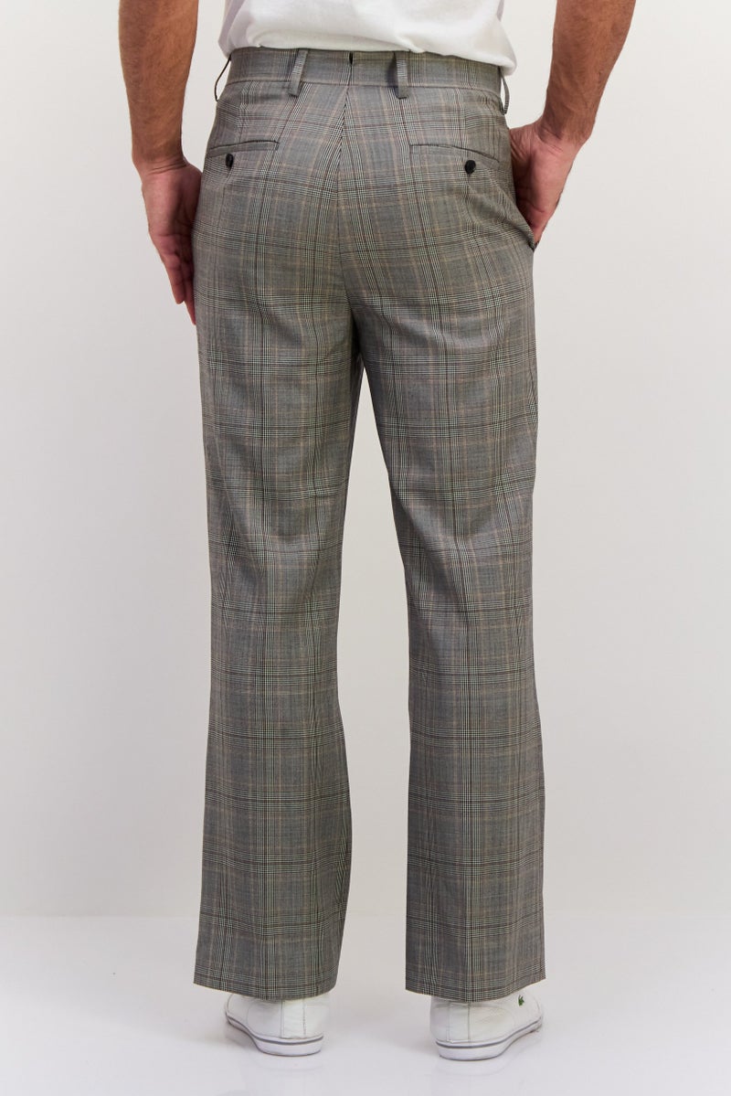 GANT Men Regular Fit Checkered Dress Pants, Grey Combo - Image 3
