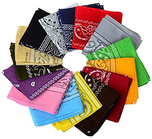 monochef One Dozen12pcs Assorted Bandanas 22X22 Inch 100 Cotton Novelty Double Sided Print Paisley Cowboy Bandana Party Favor Scarf Headband Handkerchiefs - Image 1