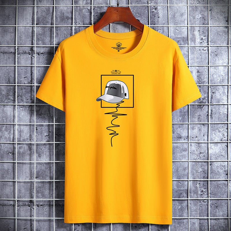Wholesale new cotton short sleeve T-shirt men's and men's trend New loose half sleeve top printed T-shirt a generation of hair - Image 1