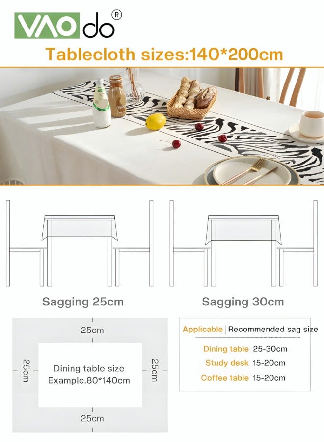 VAOdo Zebra Stripes Tablecloth with Tassels, Waterproof and Wrinkle-resistant Table Cover, Rustic Linen Decorative Table Cloth, Art Farmhouse Table Runner for Kitchen Dining Wedding Banquet Party 140x200CM - Image 3