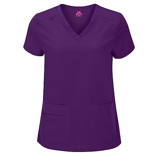 Natural Uniforms Women's Cool Stretch V-Neck Top and Cargo Pant Set (Eggplant, Large) - Image 2