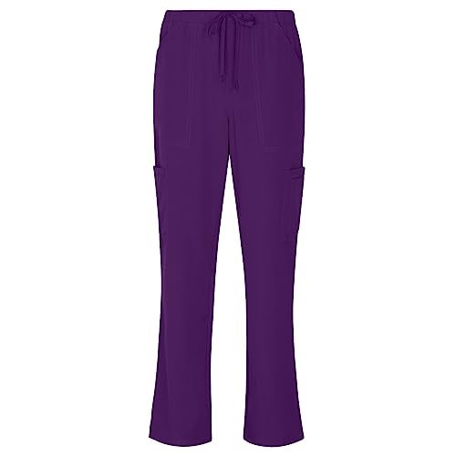Natural Uniforms Women's Cool Stretch V-Neck Top and Cargo Pant Set (Eggplant, Large) - Image 4