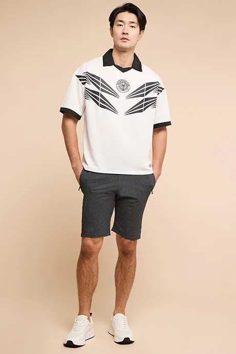 R&B Printed Polo T-Shirt with Short Sleeves