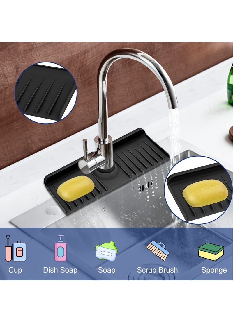 Excefore Sink Faucet Mat Splash Guard, Silicone Faucet Rack,Kitchen Sink Splash Guard, Suitable for Kitchen & Bathroom Countertop Protect, Handle Drip Catcher Tray (Grey) - Image 3