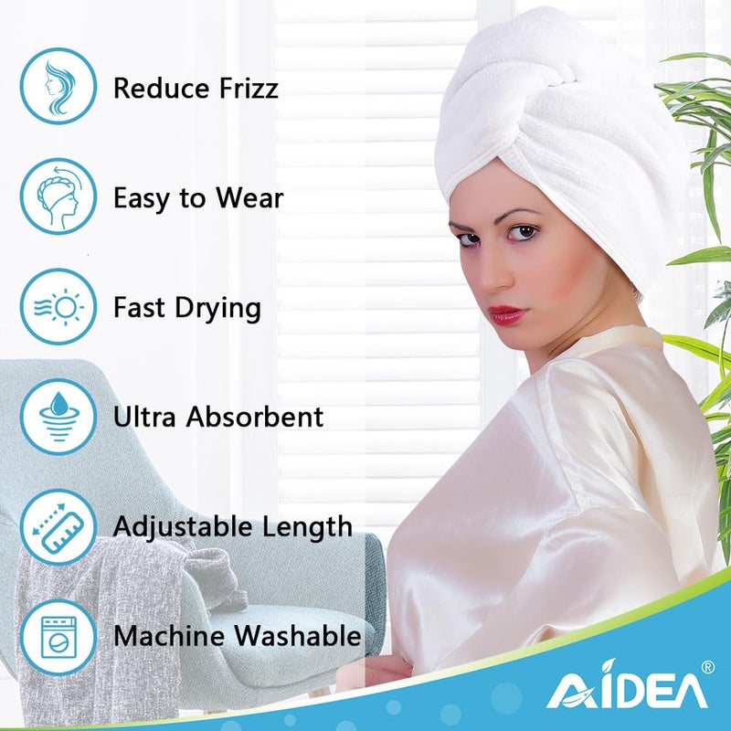 AIDEA Microfiber Hair Towel Wrap 5 Pack Hair Turbans Super Absorbent Quick Dry Hair Towel Wrap for All Hair Types Anti Frizz Hair Accessories for Women 2610 - Image 4