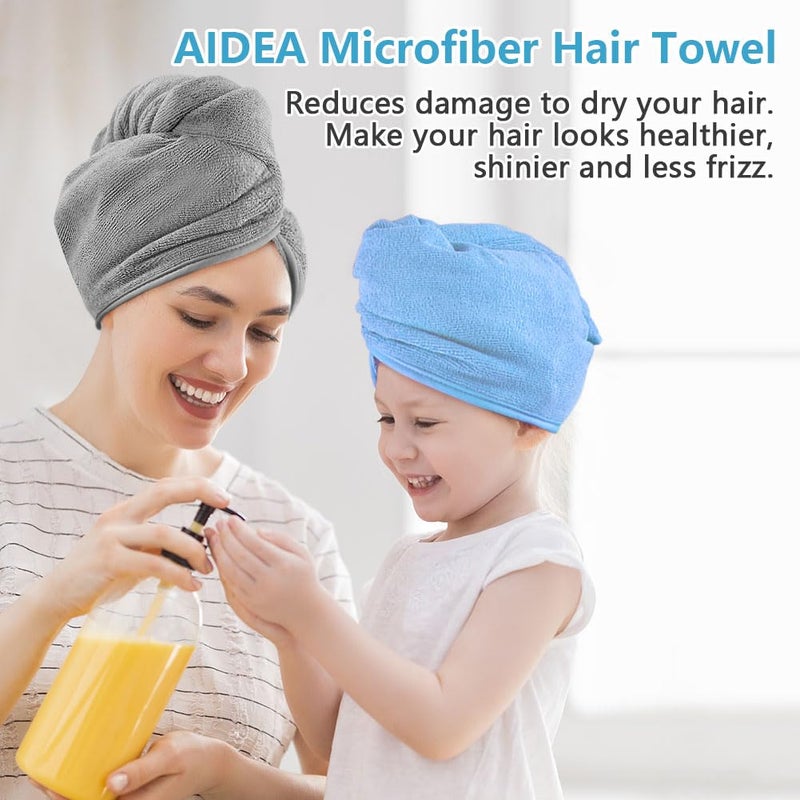 AIDEA Microfiber Hair Towel Wrap 5 Pack Hair Turbans Super Absorbent Quick Dry Hair Towel Wrap for All Hair Types Anti Frizz Hair Accessories for Women 2610 - Image 5