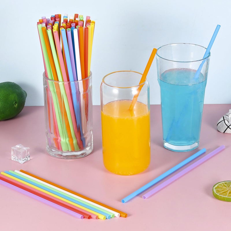 Premium 6 mm Multi-Color Straight Plastic Drinking Straws for Hot & Cold Drinks – Pack of 200 - Image 1